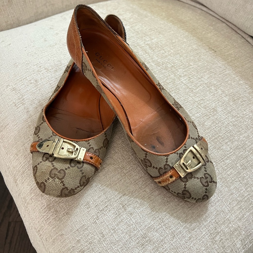 Vintage Gucci ballet flat in logo fabric sz 38/8B